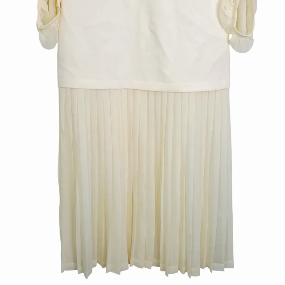 Tuckernuck Lorraine Dress Ivory Chiffon Pleated Drop Waist Bridal NWT Size M - Picture 6 of 10